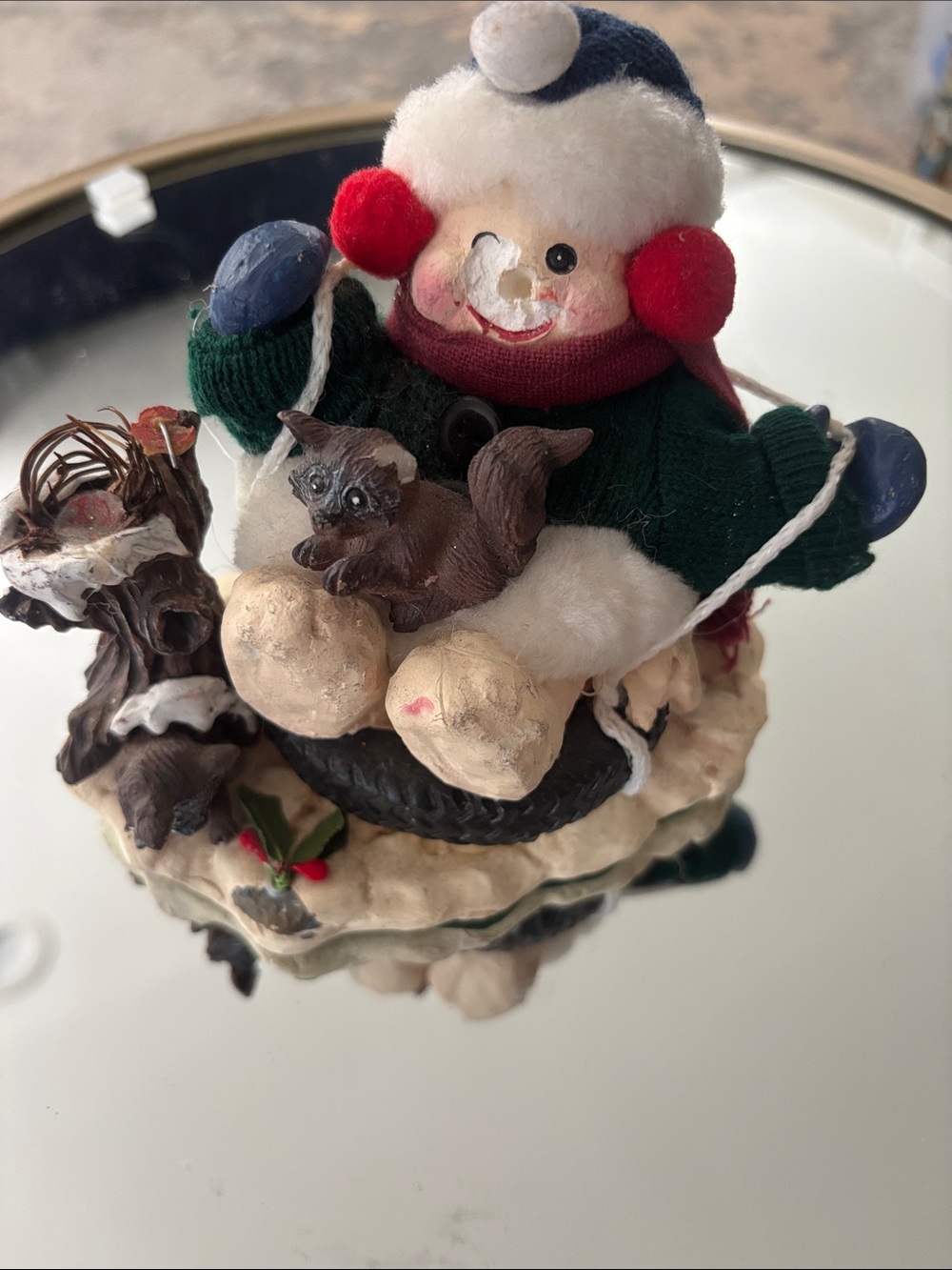 Plush Snowman Small Pet Holiday Figurine - Green, Red, Blue